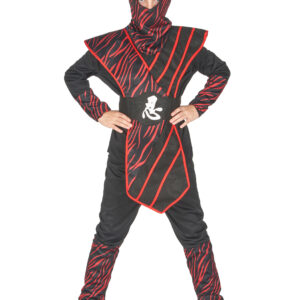 Klassisches Ninja Jungenkostüm schwarz-rot