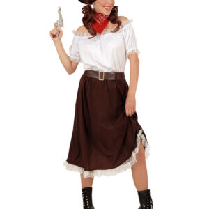 Cowgirl Damenkostüm Western braun-weiss